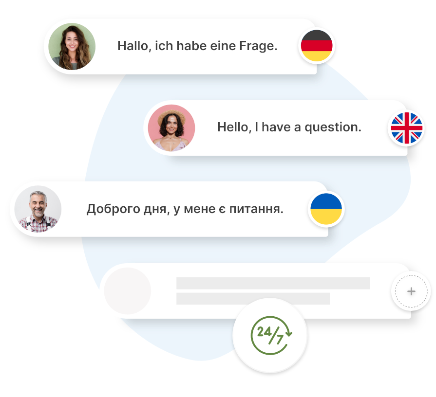 Eine Reihe an Fragen für den Chatbot für Verwaltungen in verschiedenen Sprachen.